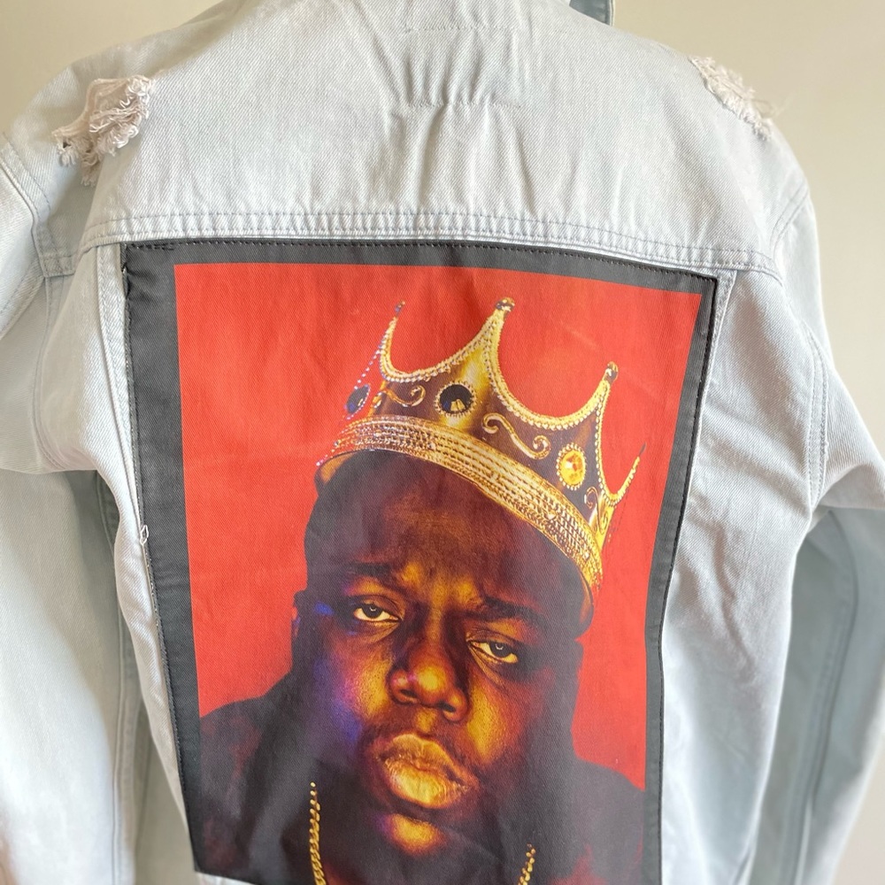 Notorious B.I.G  91 Denim Blue Rip Torn Jean Jacket